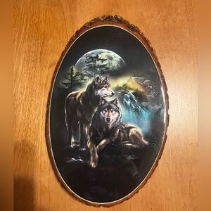 Wolf Art Print Basswood Round Wood Wall Hanger - Isle Royale National Park